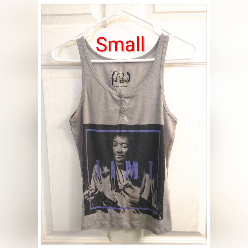 Vintage 🎸Jimi Hendrix 🎸 Women's Grey Tank Top  - Small